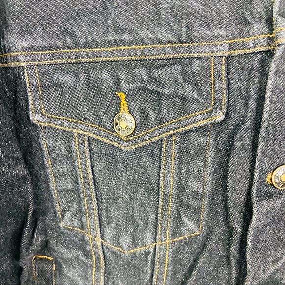 Mirage oversized dark Denim cotton embroidered colorful palm trees Jacket SZ L - Picture 10 of 14